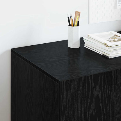 Desk with Shelf Black Oak 140 x 50 x 75 cm Engineered Wood