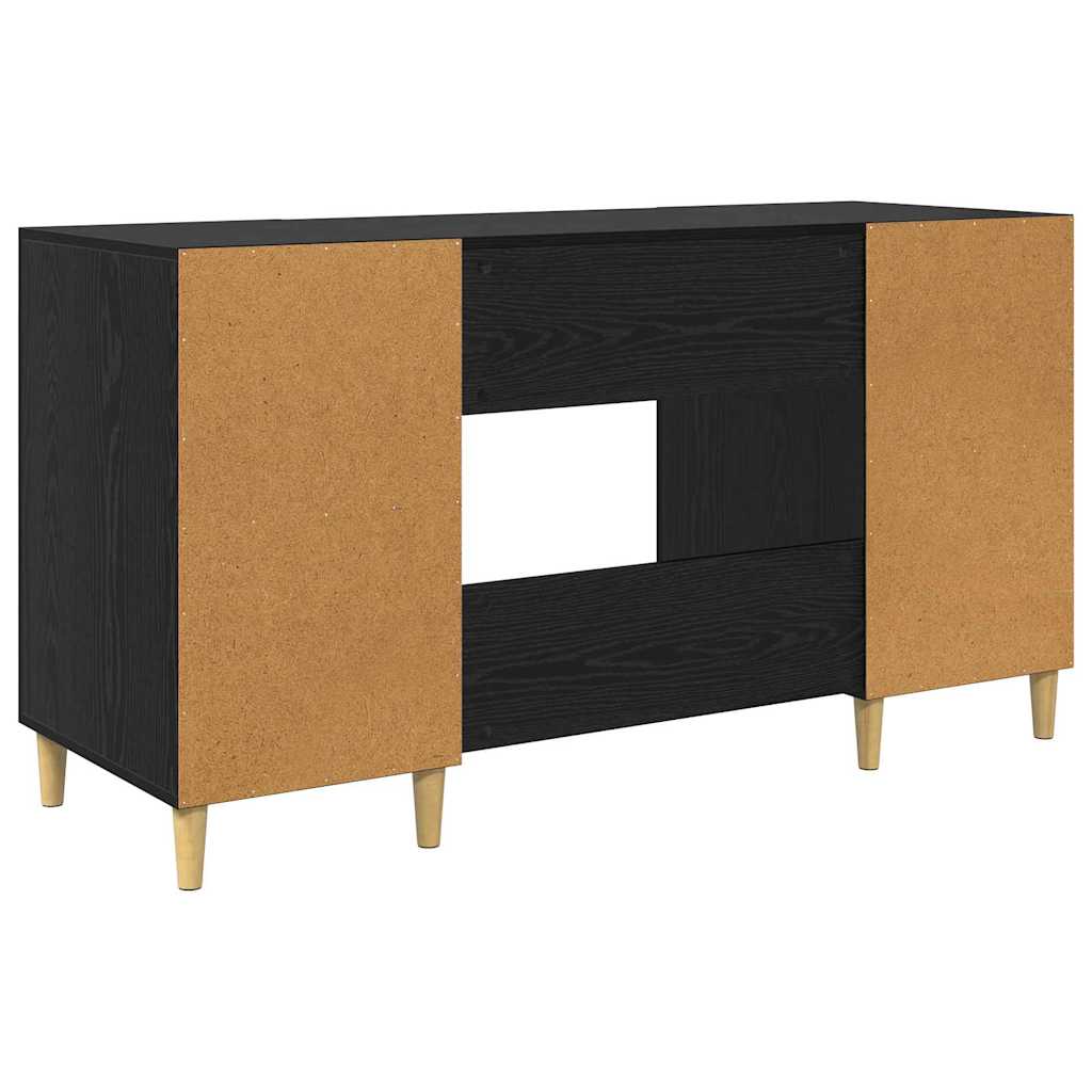 Desk with Shelf Black Oak 140 x 50 x 75 cm Engineered Wood