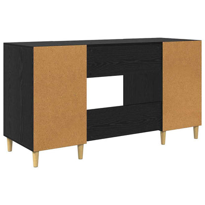 Desk with Shelf Black Oak 140 x 50 x 75 cm Engineered Wood