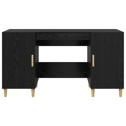 Desk with Shelf Black Oak 140 x 50 x 75 cm Engineered Wood