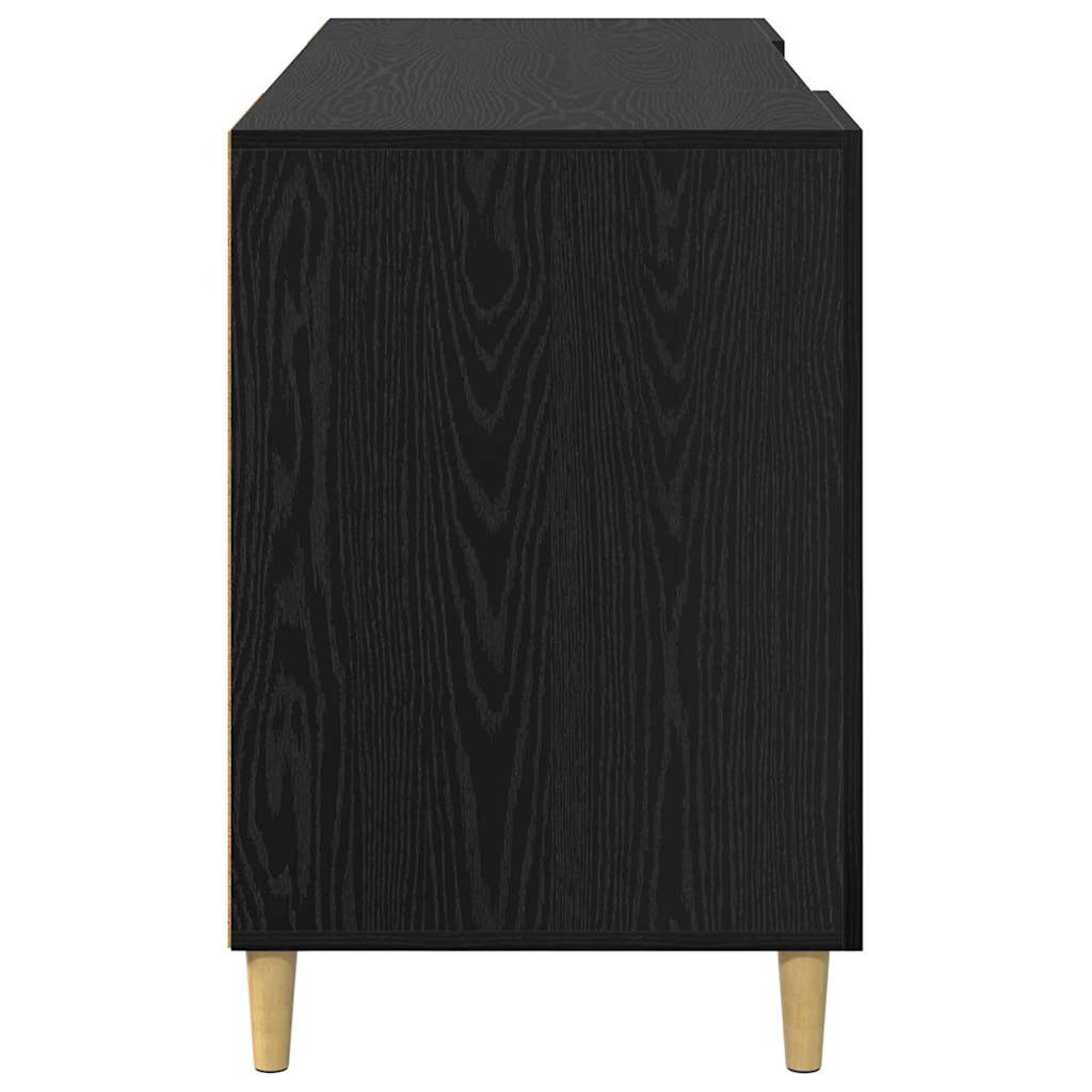 Desk with Shelf Black Oak 140 x 50 x 75 cm Engineered Wood