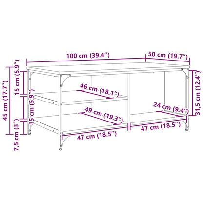 Coffee Table Black Oak 100 x 50 x 45 cm Engineered Wood
