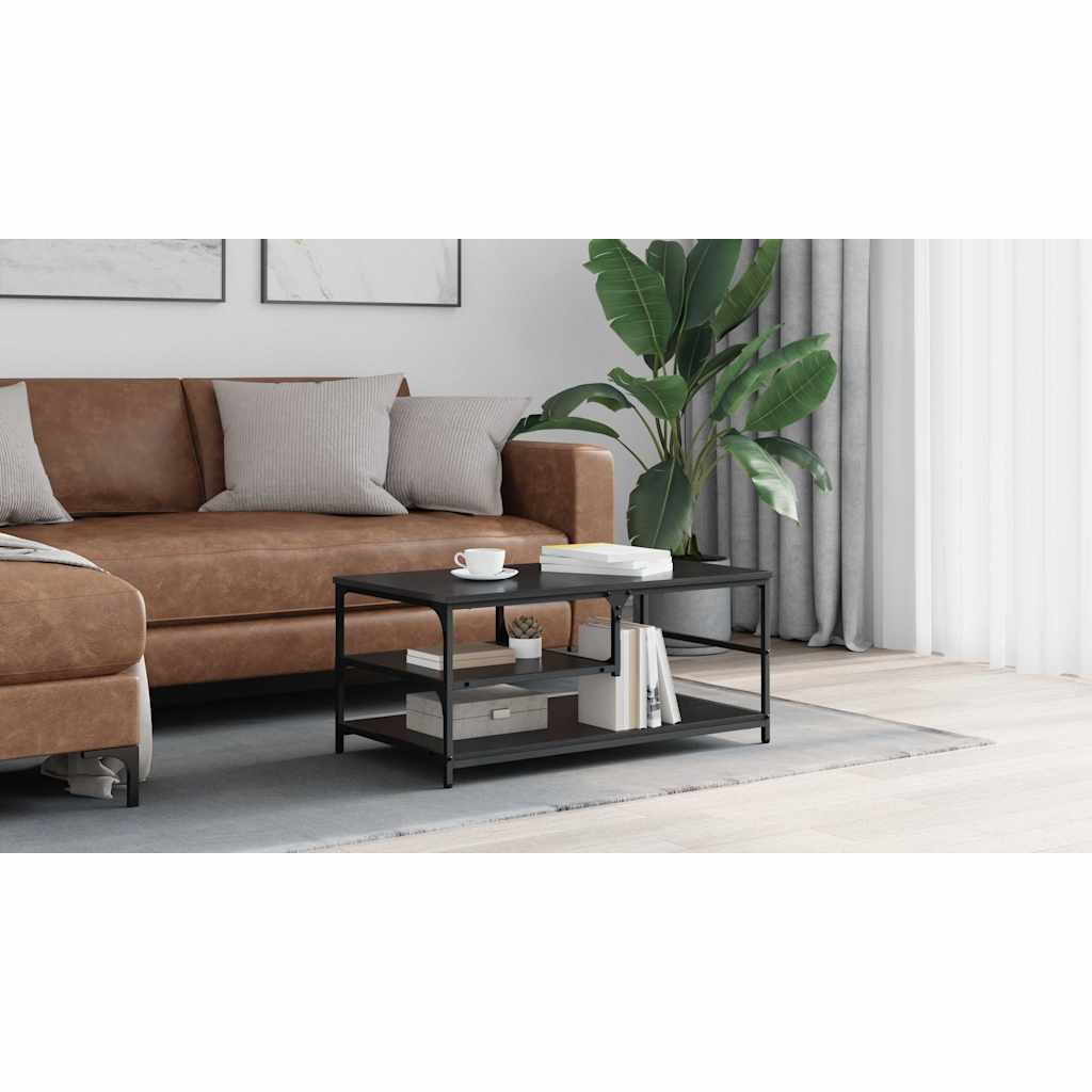 Coffee Table Black Oak 90 x 49 x 40 cm Engineered Wood