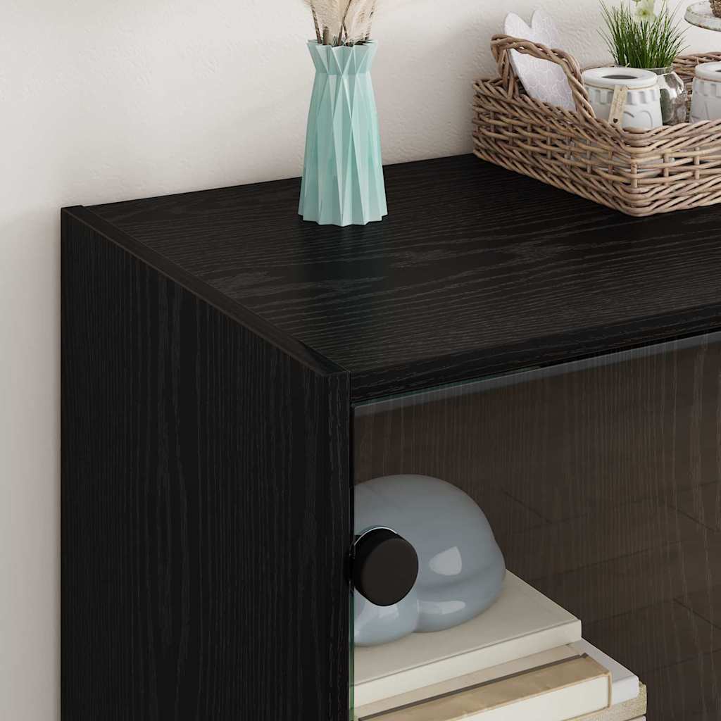Side Cabinet Black Oak 68 x 37 x 75.5 cm Engineered Wood