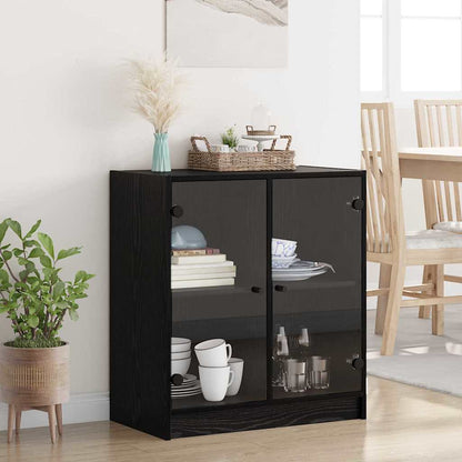Side Cabinet Black Oak 68 x 37 x 75.5 cm Engineered Wood