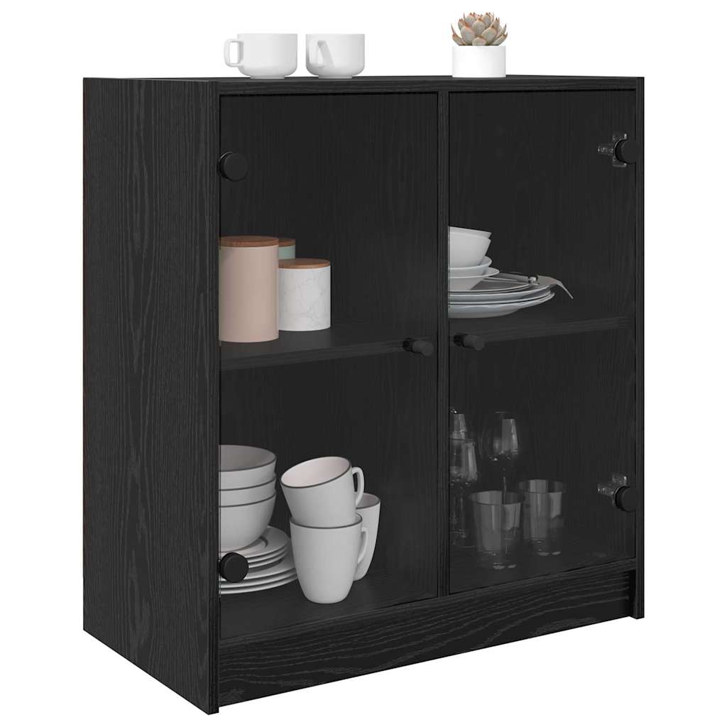 Side Cabinet Black Oak 68 x 37 x 75.5 cm Engineered Wood
