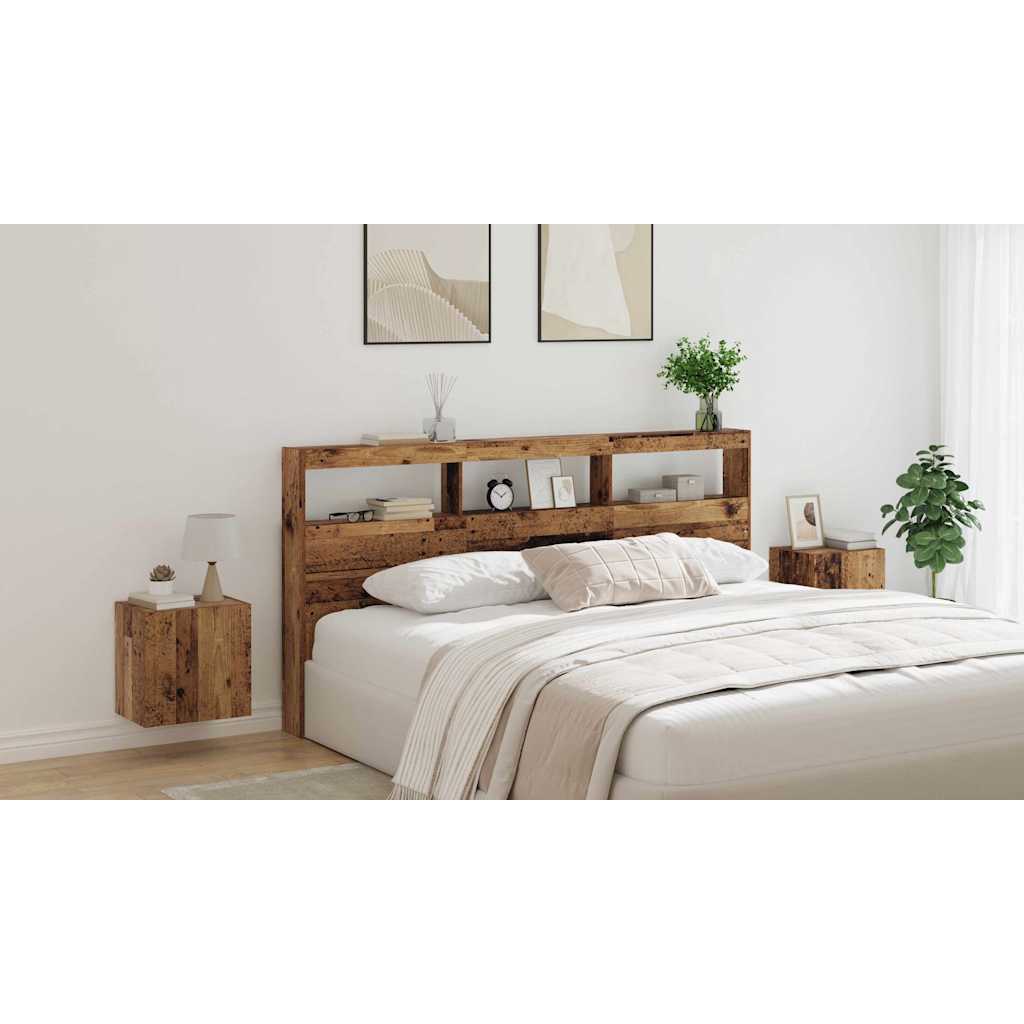 Headboard with Shelf Old Wood 200 x 17 x 102 cm Engineered Wood