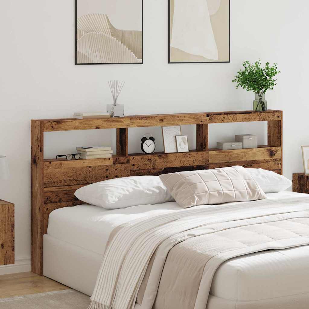 Headboard with Shelf Old Wood 200 x 17 x 102 cm Engineered Wood