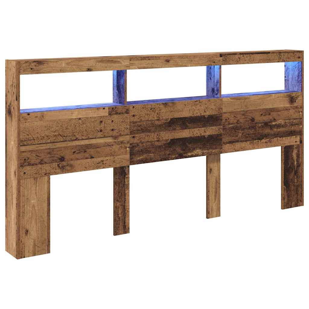 Headboard with Shelf Old Wood 200 x 17 x 102 cm Engineered Wood