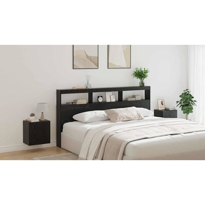 Headboard Black Oak 200 x 17 x 102 cm Engineered Wood