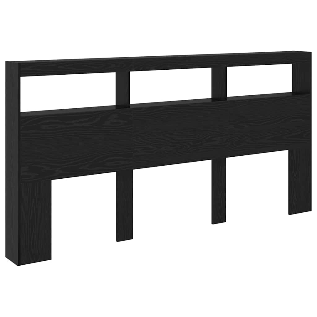 Headboard Black Oak 200 x 17 x 102 cm Engineered Wood