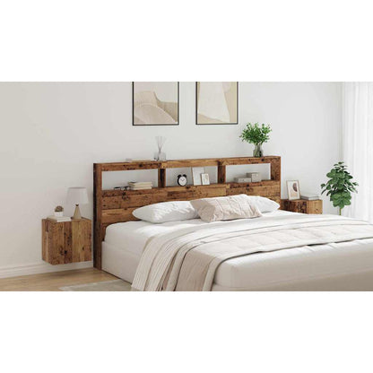 Headboard with Shelf Old Wood 220 x 17 x 102 cm Engineered Wood