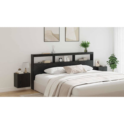 Headboard Black Oak 220 x 17 x 102 cm Engineered Wood