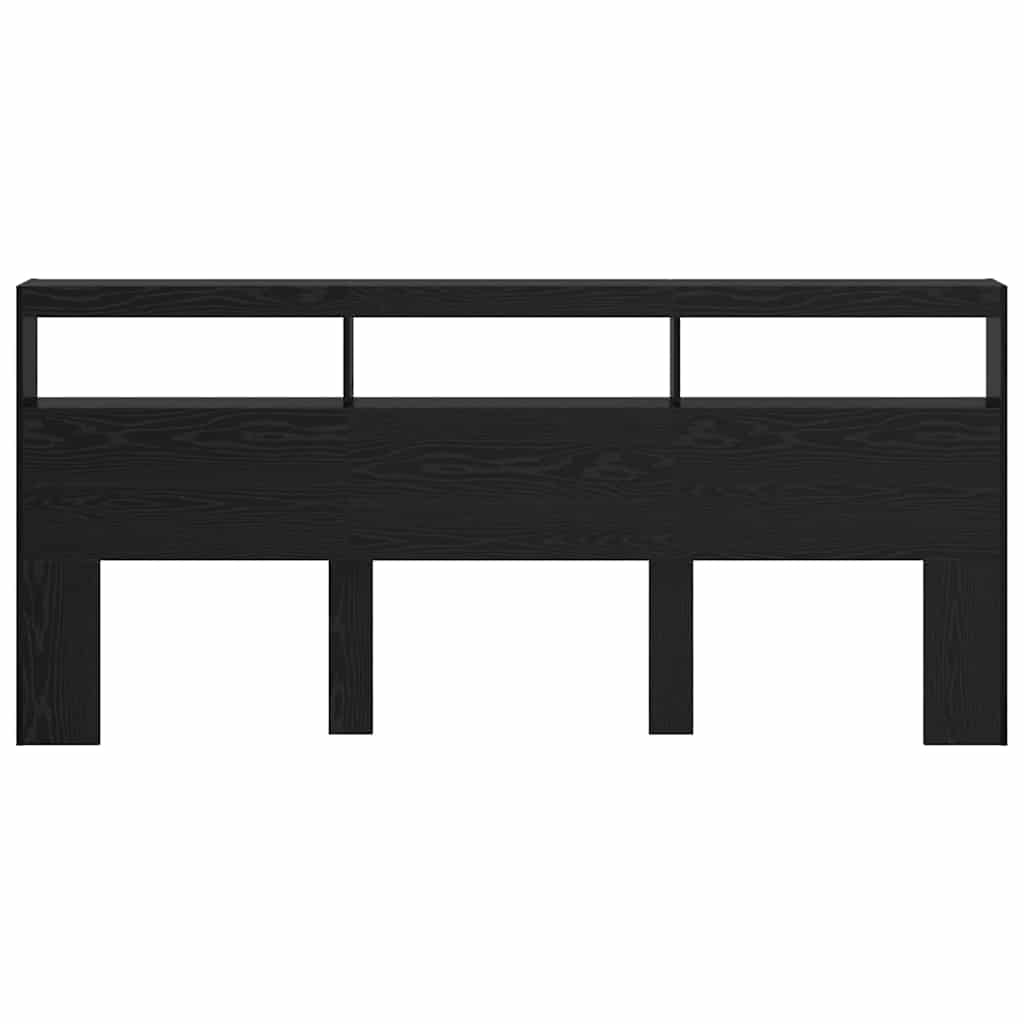 Headboard Black Oak 220 x 17 x 102 cm Engineered Wood