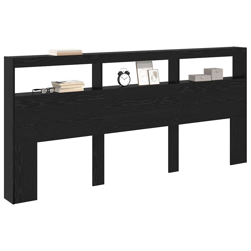Headboard Black Oak 220 x 17 x 102 cm Engineered Wood