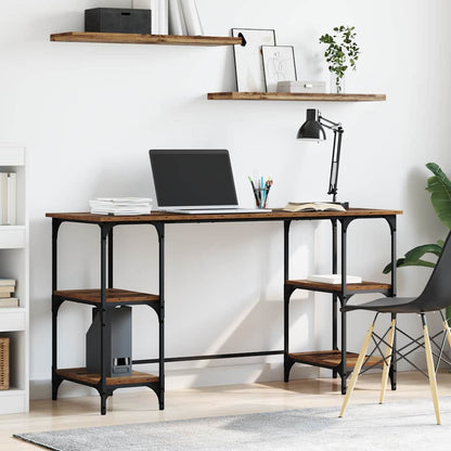 Desk with Shelf Old Wood 140 x 50 x 75 cm Engineered Wood