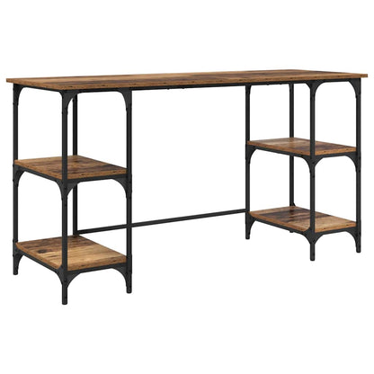 Desk with Shelf Old Wood 140 x 50 x 75 cm Engineered Wood