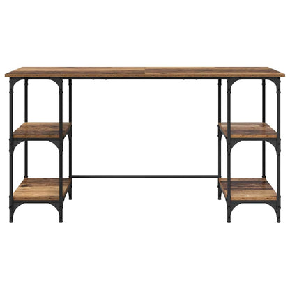 Desk with Shelf Old Wood 140 x 50 x 75 cm Engineered Wood