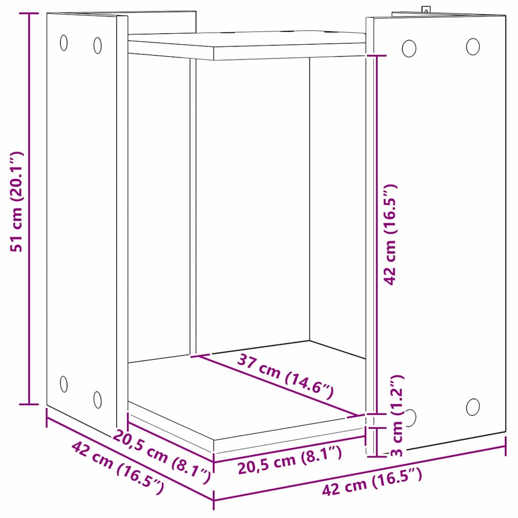 Cat Litter Box Enclosure Black Oak 42 x 42 x 51 cm