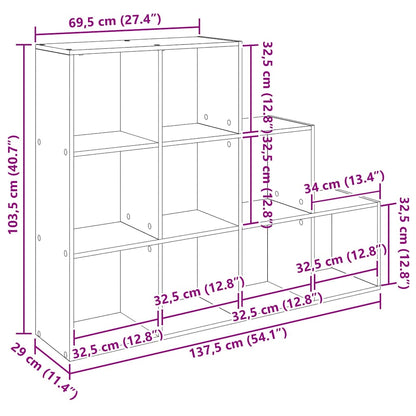 Room Divider Bookcase Black Oak 137.5 x 29 x 103.5 cm