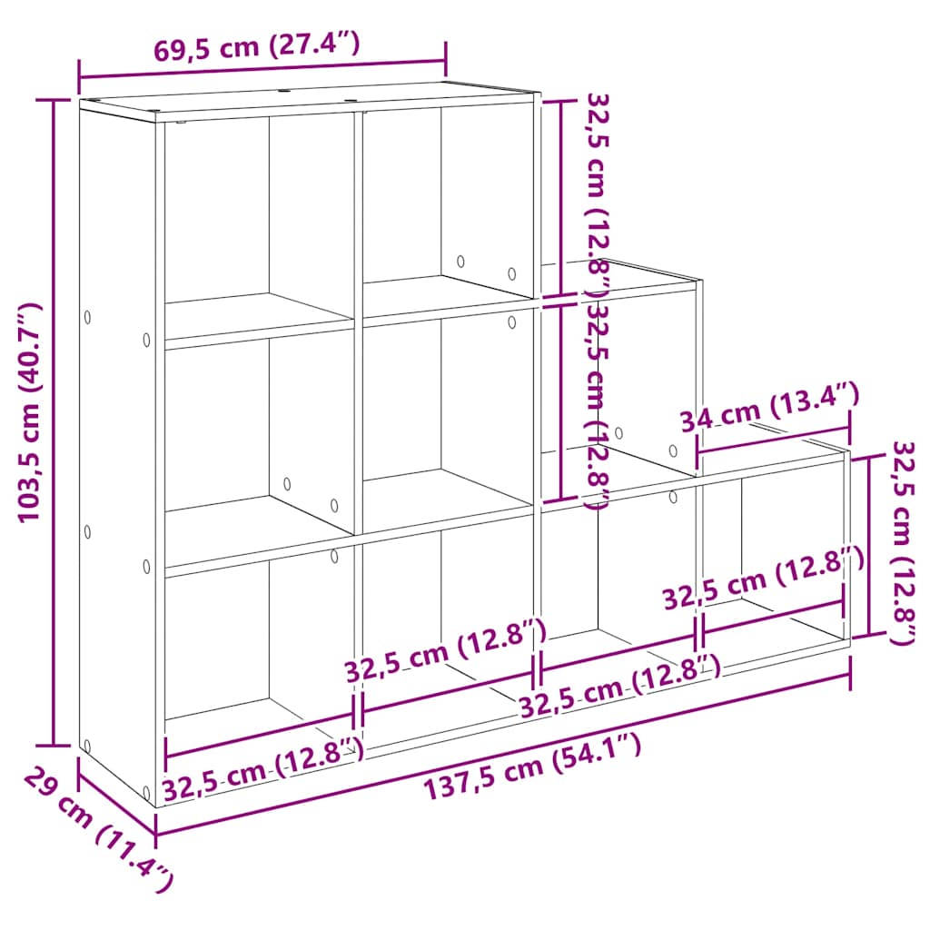 Room Divider Bookcase 137.5 x 29 x 103.5 cm Engineered Wood