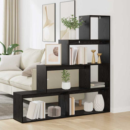 Room Divider Bookcase Black Oak 143.5 x 29 x 143.5 cm