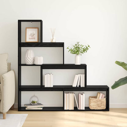 Room Divider Bookcase Black Oak 143.5 x 29 x 143.5 cm