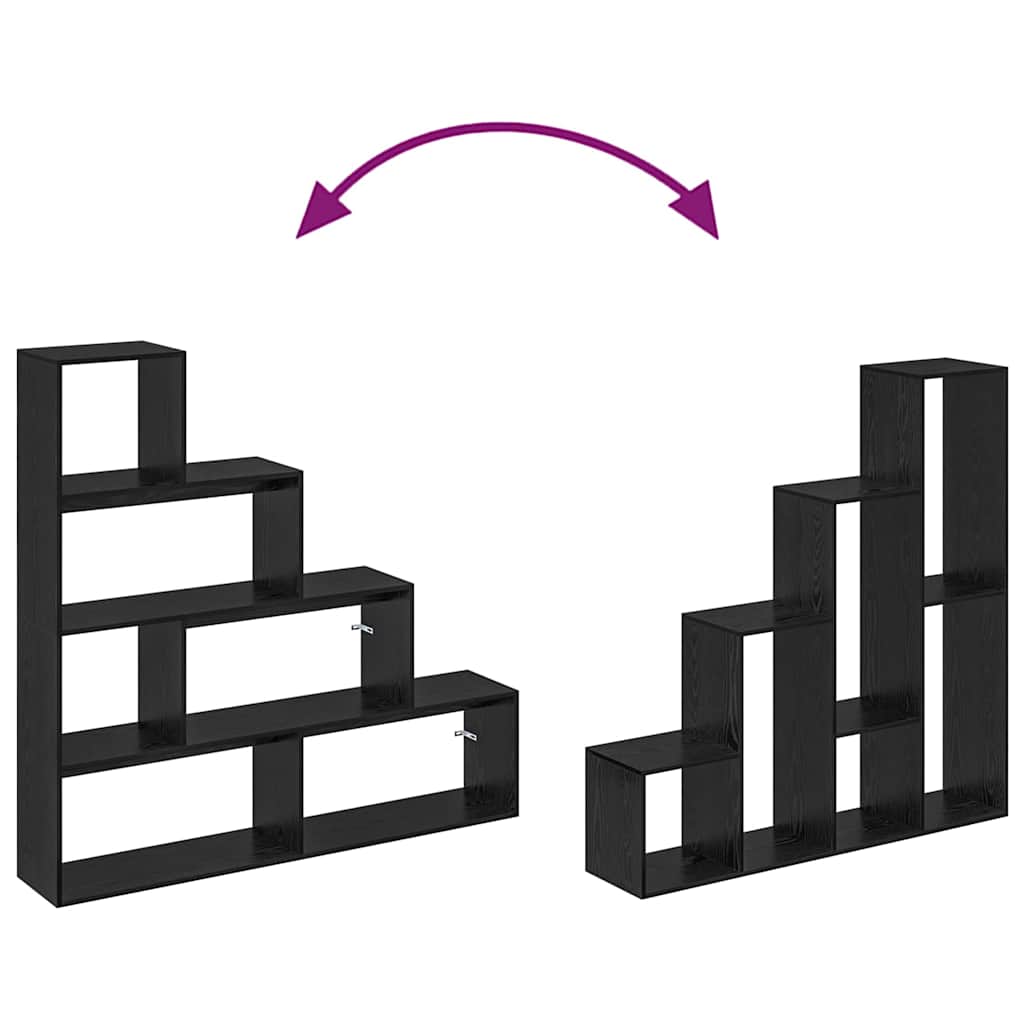 Room Divider Bookcase Black Oak 143.5 x 29 x 143.5 cm