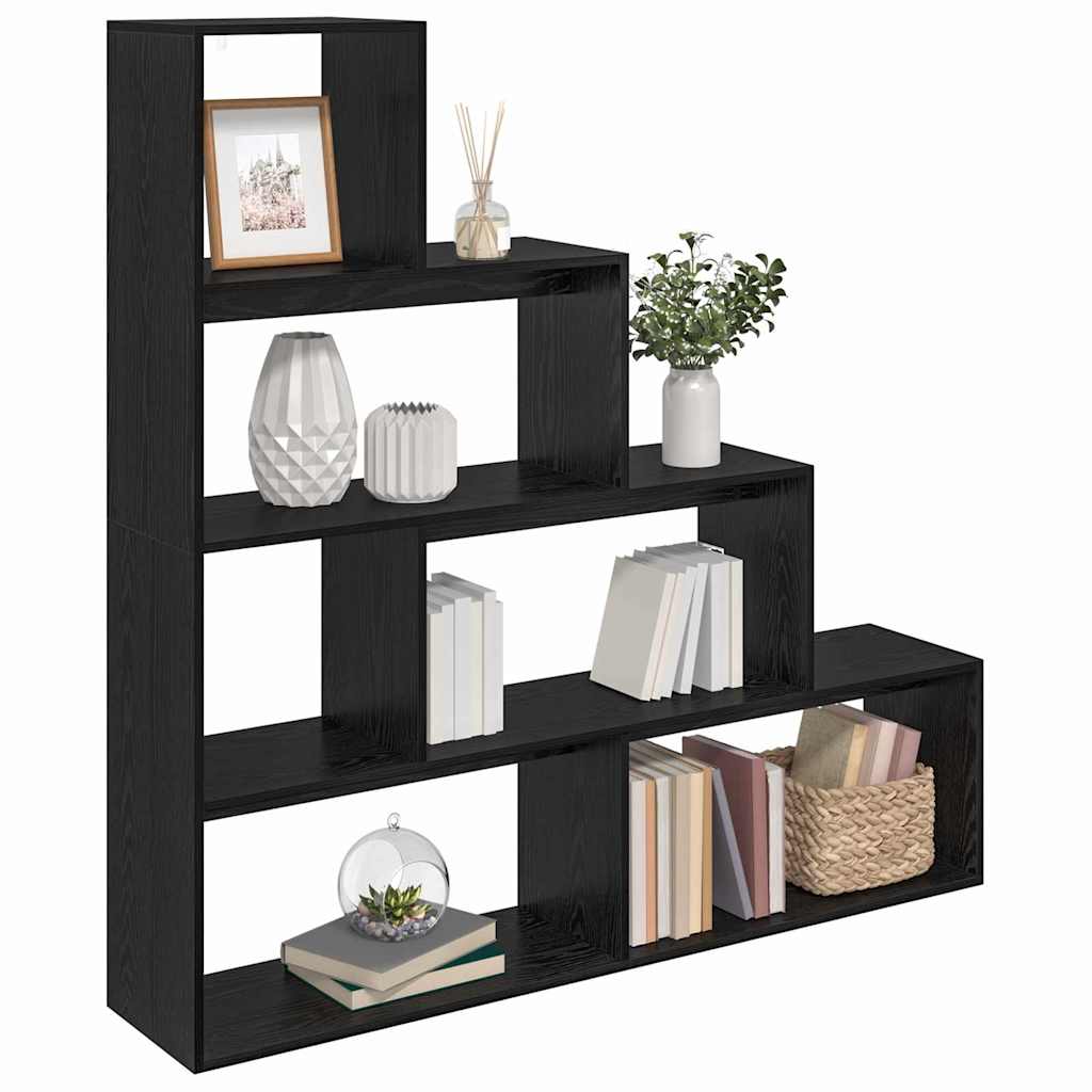 Room Divider Bookcase Black Oak 143.5 x 29 x 143.5 cm