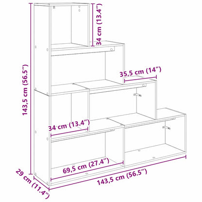 Room Divider Bookcase Black Oak 143.5 x 29 x 143.5 cm