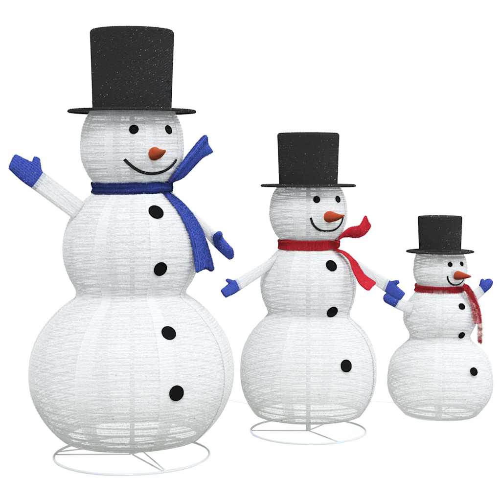 Christmas Snowman Family with 270 LEDs 3 pcs Warm White Fabric