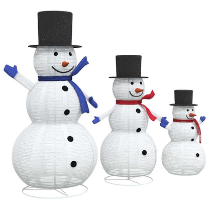Christmas Snowman Family with 270 LEDs 3 pcs Warm White Fabric