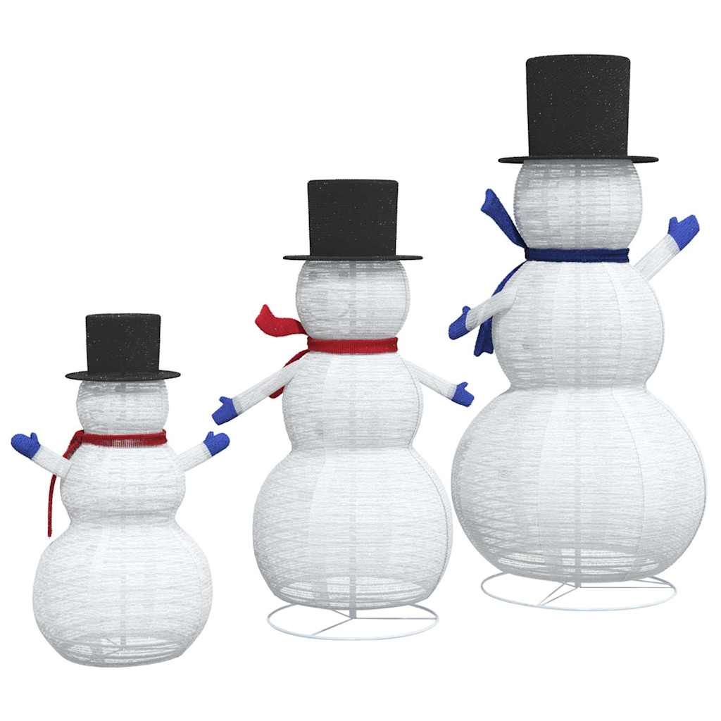 Christmas Snowman Family with 270 LEDs 3 pcs Warm White Fabric