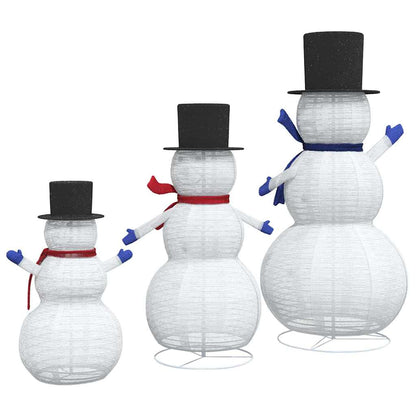 Christmas Snowman Family with 270 LEDs 3 pcs Warm White Fabric