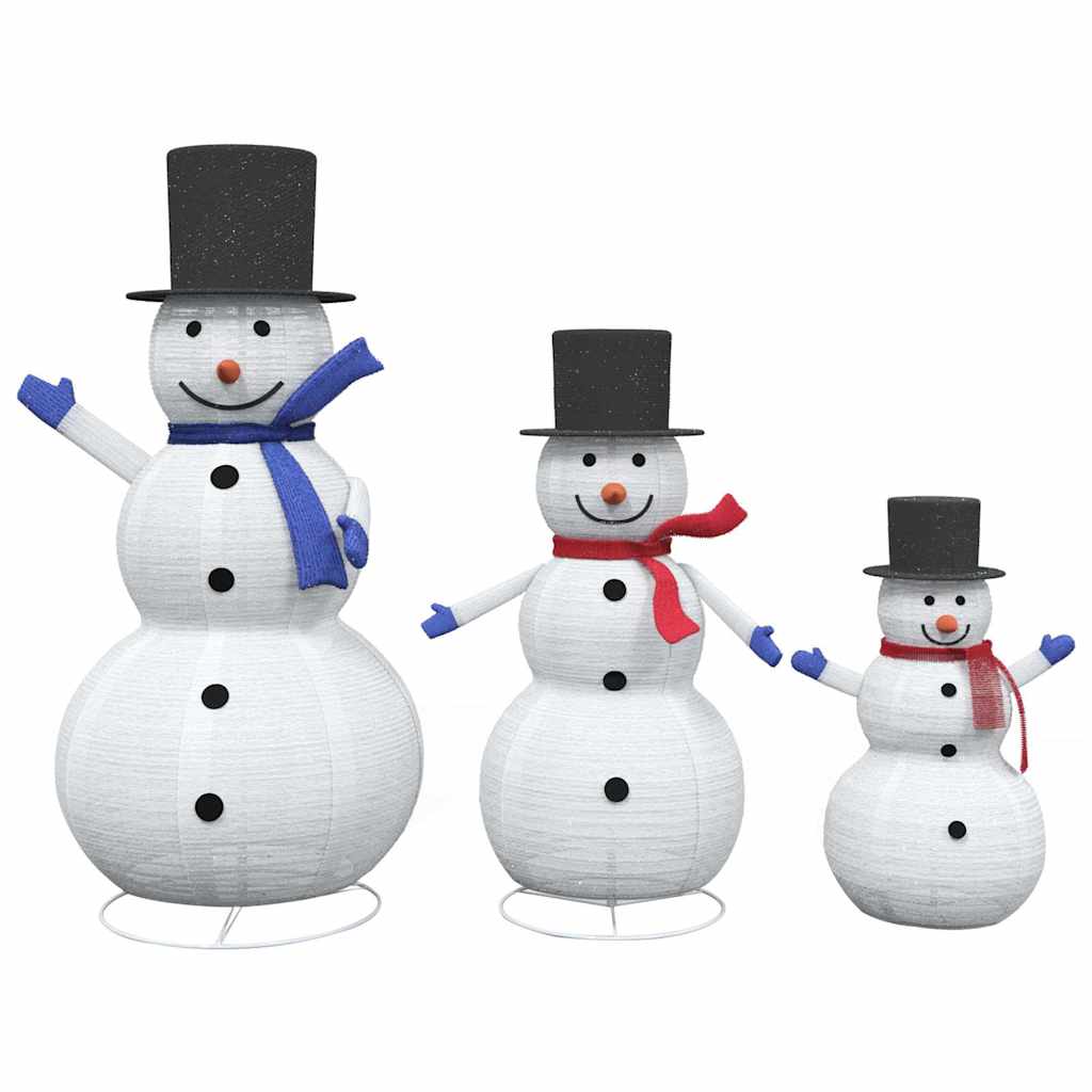 Christmas Snowman Family with 270 LEDs 3 pcs Warm White Fabric