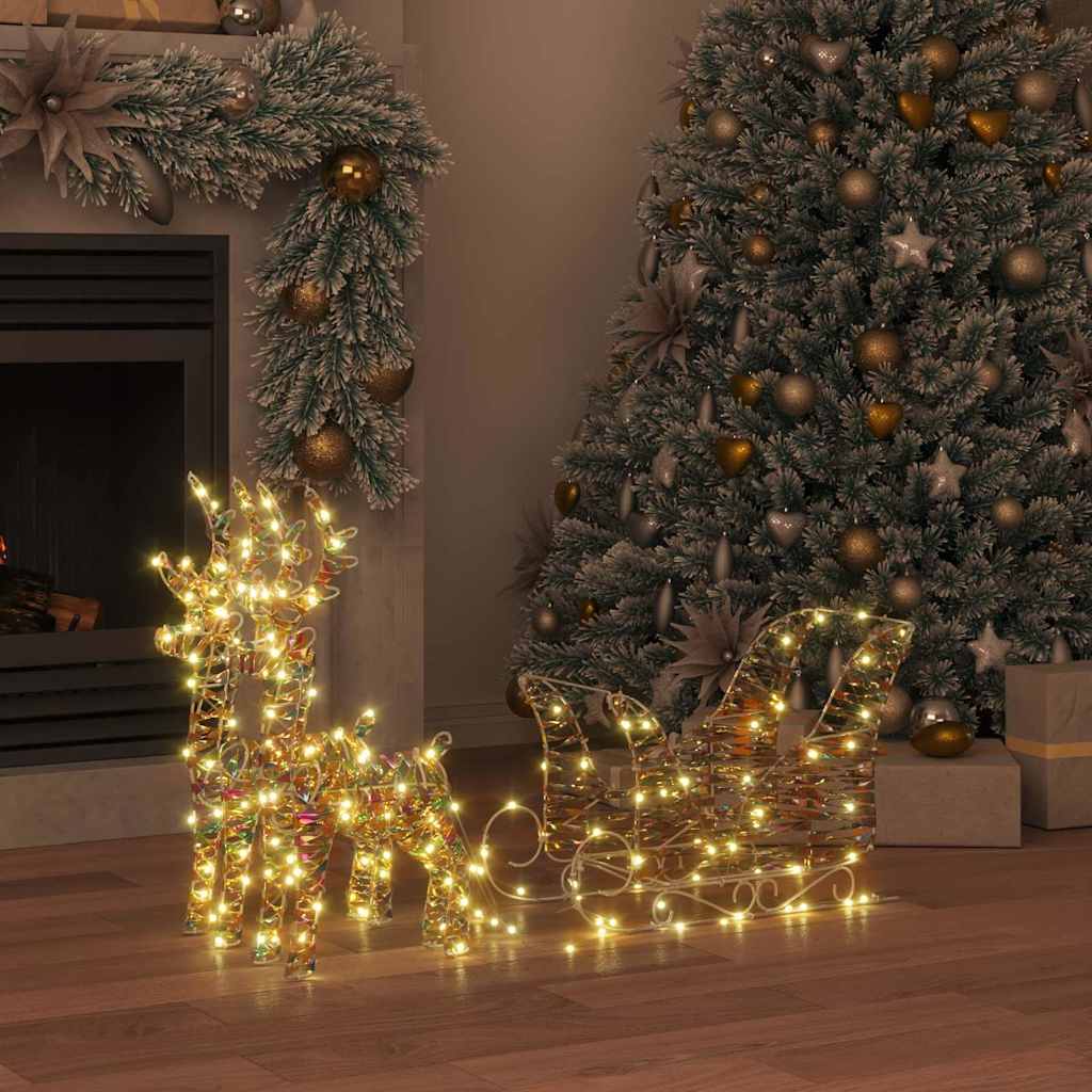 Reindeer Pull Sleigh Warm White 30 x 12 x 54.5 cm PET