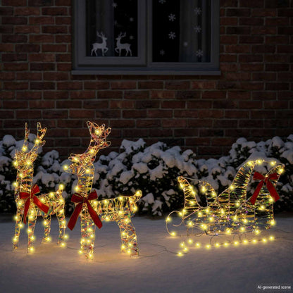 Reindeer Pull Sleigh Warm White 30 x 12 x 54.5 cm PET