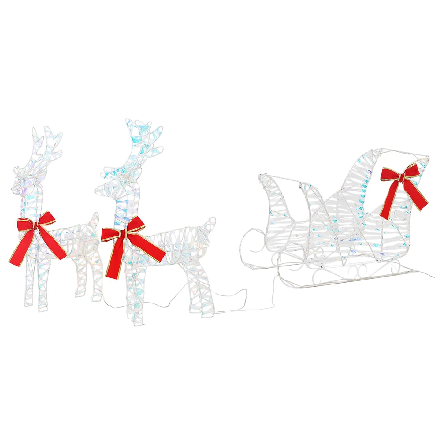 Reindeer Pull Sleigh Warm White 30 x 12 x 54.5 cm PET
