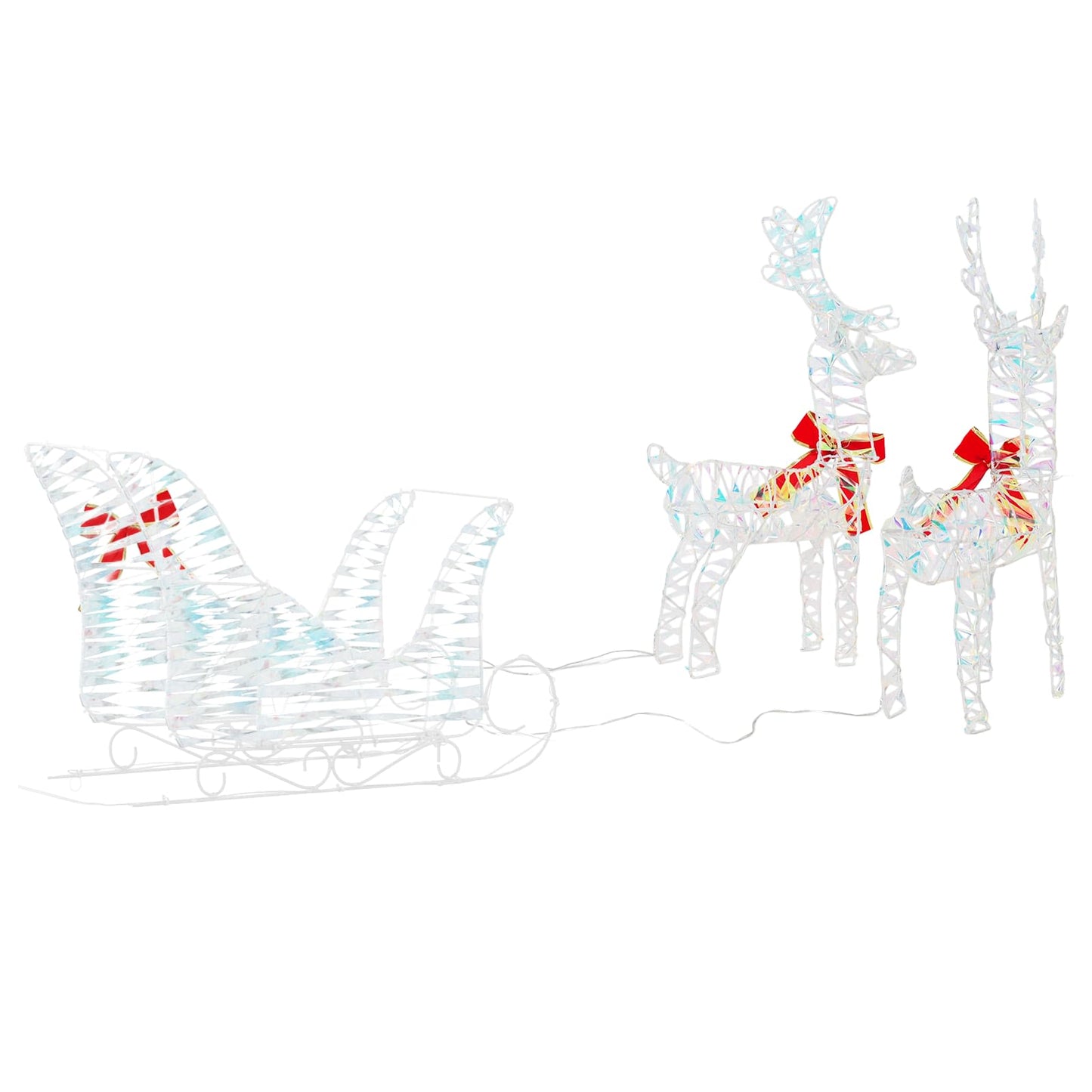 Reindeer Pull Sleigh Warm White 30 x 12 x 54.5 cm PET