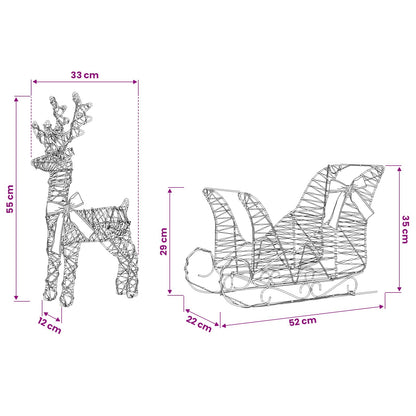 Reindeer Pull Sleigh Warm White 30 x 12 x 54.5 cm PET