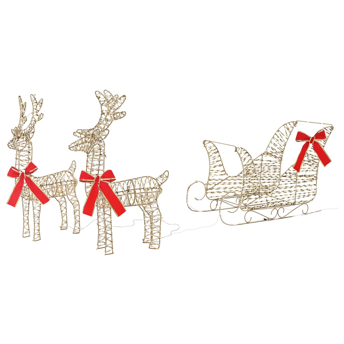 Reindeer Pull Sleigh Warm White 30 x 12 x 55 cm PET