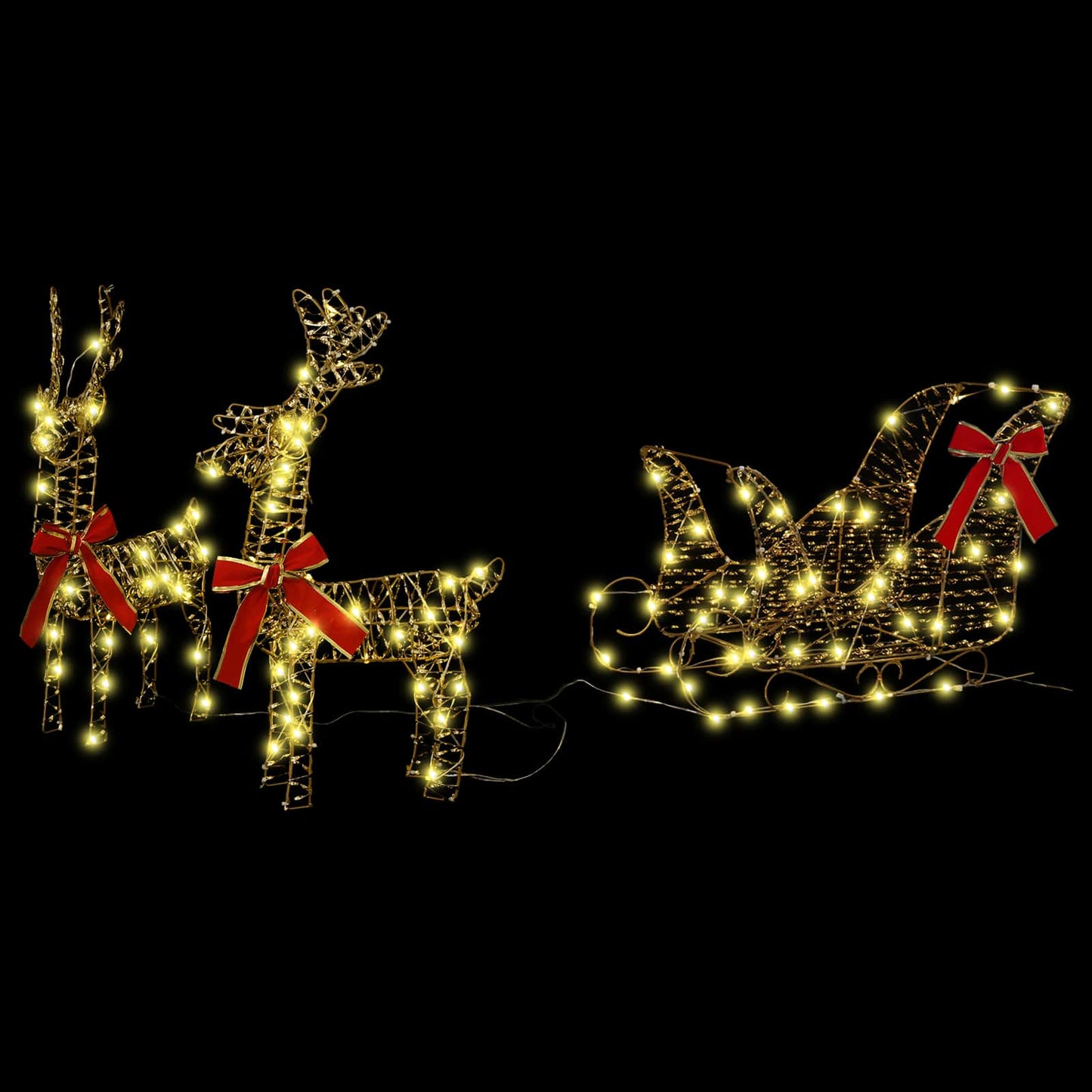 Reindeer Pull Sleigh Warm White 30 x 12 x 55 cm PET