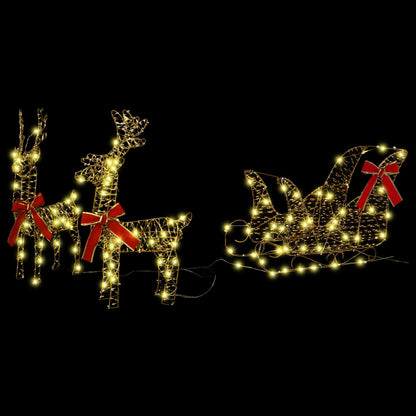 Reindeer Pull Sleigh Warm White 30 x 12 x 55 cm PET