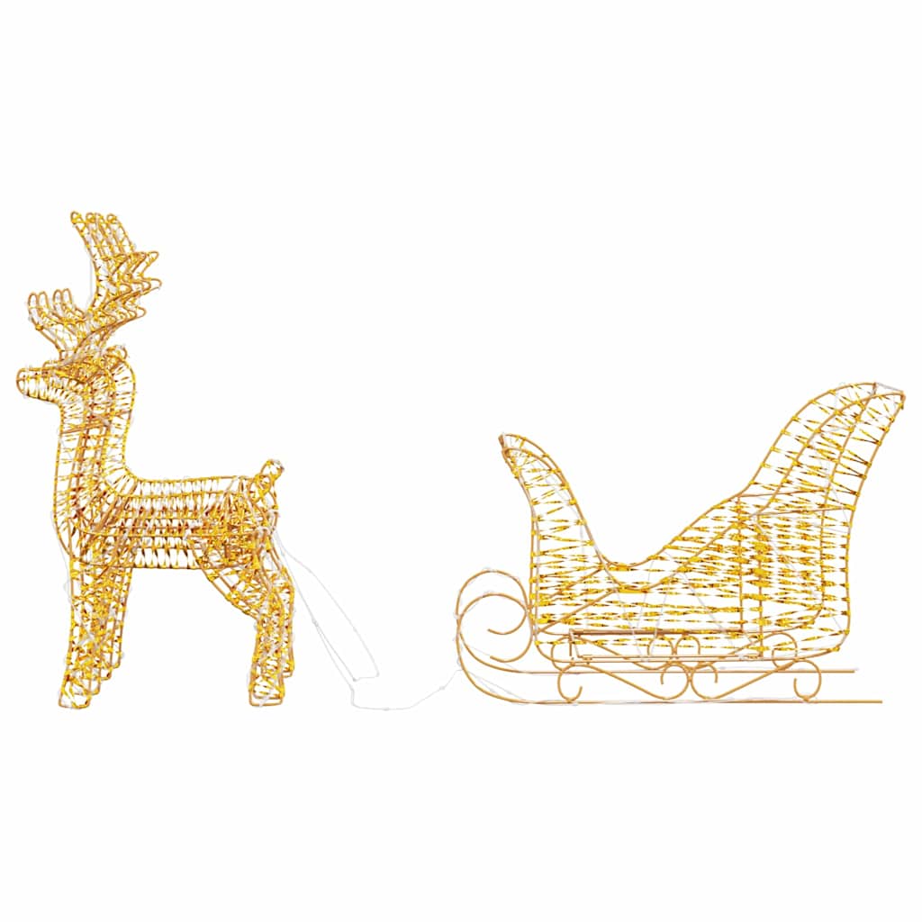 Reindeer Pull Sleigh Warm White 30 x 12 x 55 cm PET