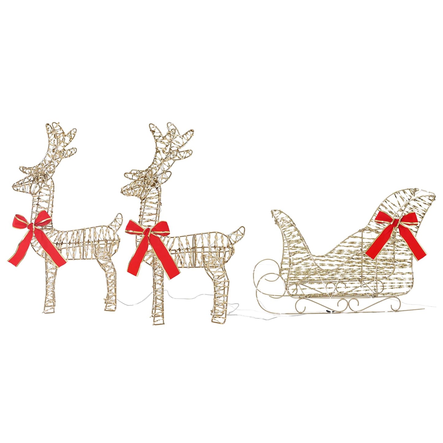 Reindeer Pull Sleigh Warm White 30 x 12 x 55 cm PET