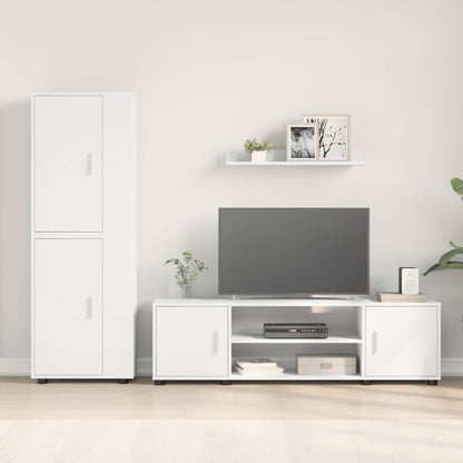 TV Cabinet Set Wall-mounted 4 pcs White Engineered wood