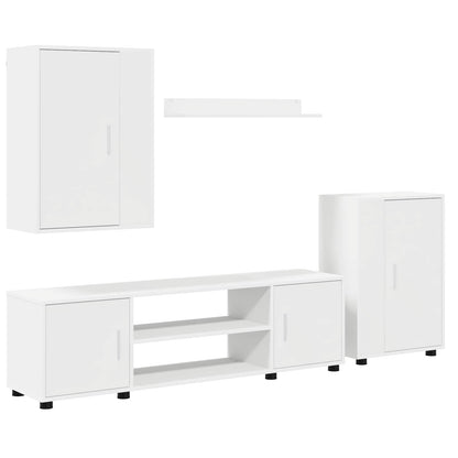 TV Cabinet Set White Engineered wood