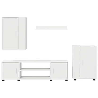 TV Cabinet Set White Engineered wood