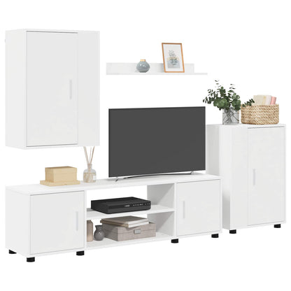 TV Cabinet Set Wall-mounted 4 pcs White Engineered wood