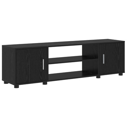 TV Cabinet Set Wall-mounted 4 pcs Black Oak Engineered wood
